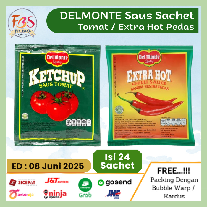 

DELMONTE Saos Tomat Dan Saus Sambal Extra Hot Pedas Isi 24 Sachet 8gr