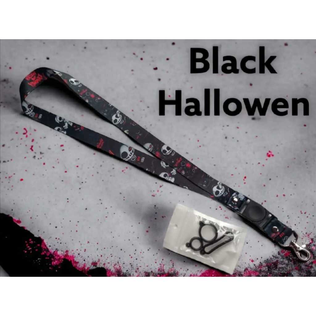 

Gantungan tali lanyard BLACK HALLOWEN/Gantungan kunci/Name Tag dan ID Card Free 0 ring 3pcs bisa ukuran 2cm Full Printing Luar dalam 100% original