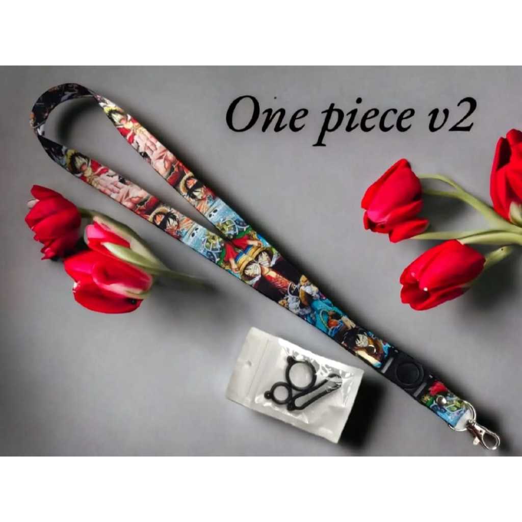 

Gantungan tali lanyard ONE PIECE V2/Gantungan kunci/Name Tag dan ID Card Free 0 ring 3pcs bisa ukuran 2cm Full Printing Luar dalam 100% original