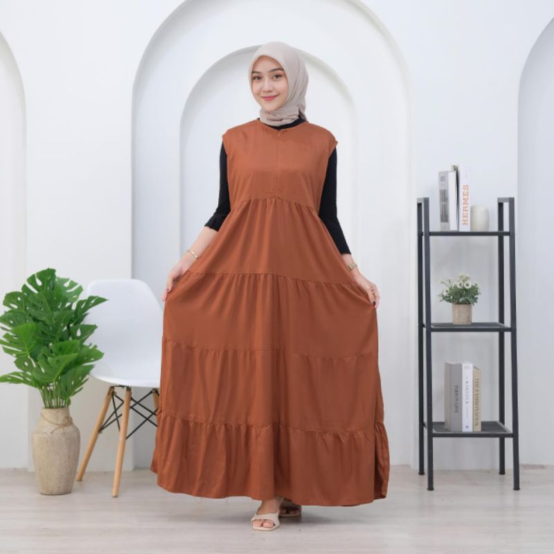 silfie-inner dress wanita polos tanpa lengan terbaru rayon twill premium import-dress tanpa lengan