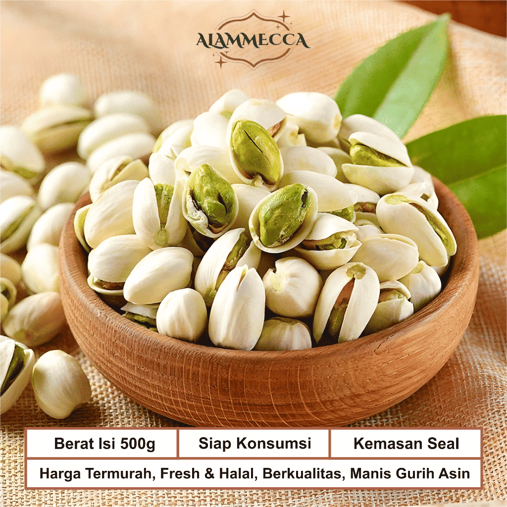 

Pistachio By Alammecca 500g, Kacang Fustuk, Halal Kualitas Pilihan, Oleh Oleh Haji dan Umroh