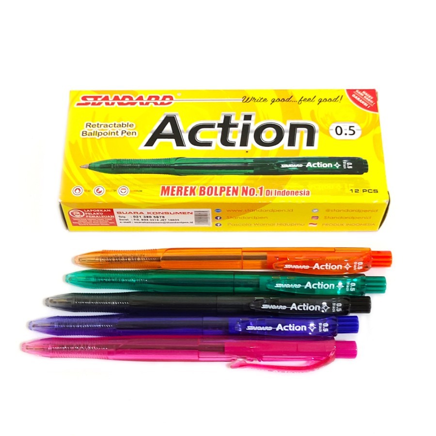 

(1 PAK ISI 12 PCS) STANDARD ACTION 0.5 BLACK