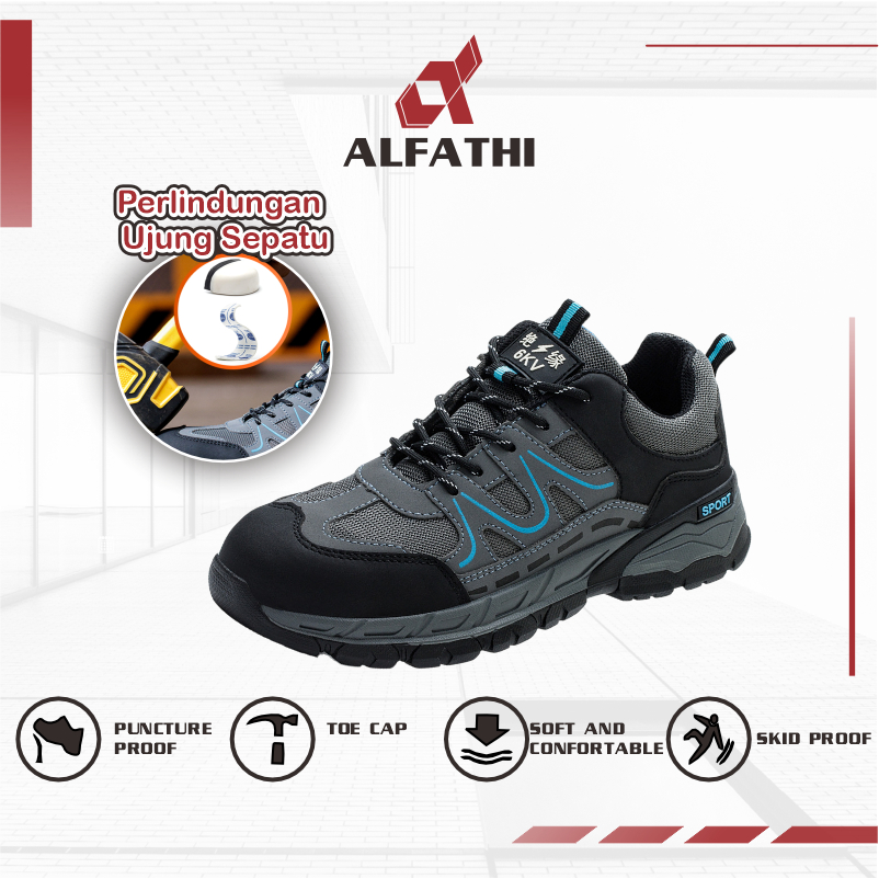 [Promo] Sepatu Safety Sport Alfathi New Azure Blue| Sepatu Safety Sport | Sepatu Kerja | Sepatu Pabr