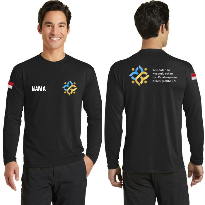 Kaos BKKBN Kementrian Kependudukan dan Pembangunan Keluarga atau BKKBN Gratis Nama Kamu Lengan Panja