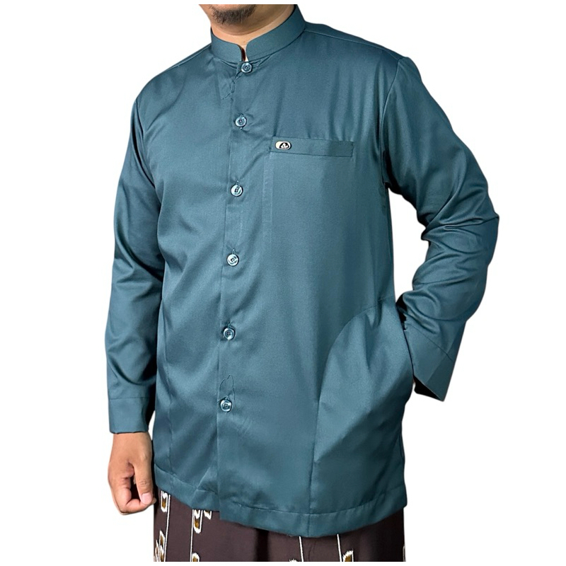 Bin Hasyim baju koko safari baju koko polos saku samping kerah sanghai