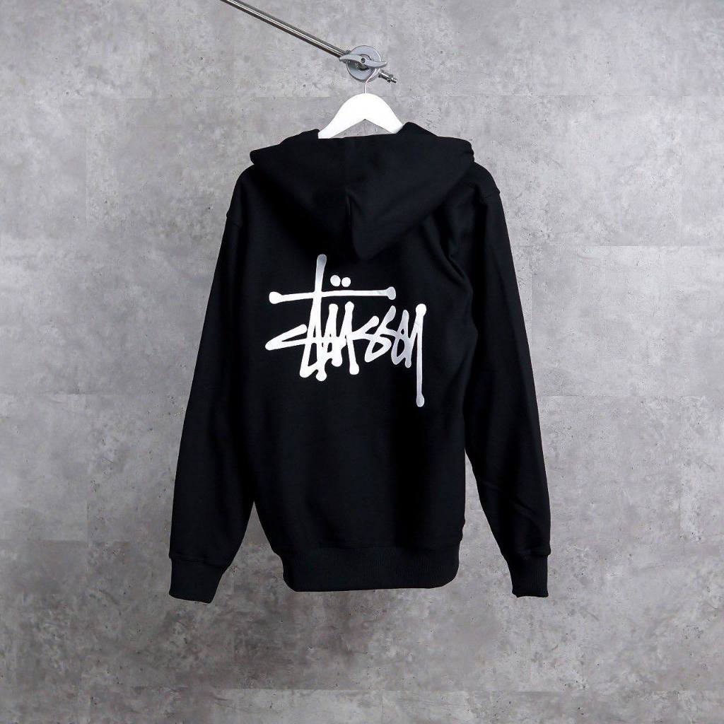 Hoodie STUSSY SIGNATURE SMALL TEXT WHITE BLACK ZIP HOODIE 100% ORIGINAL