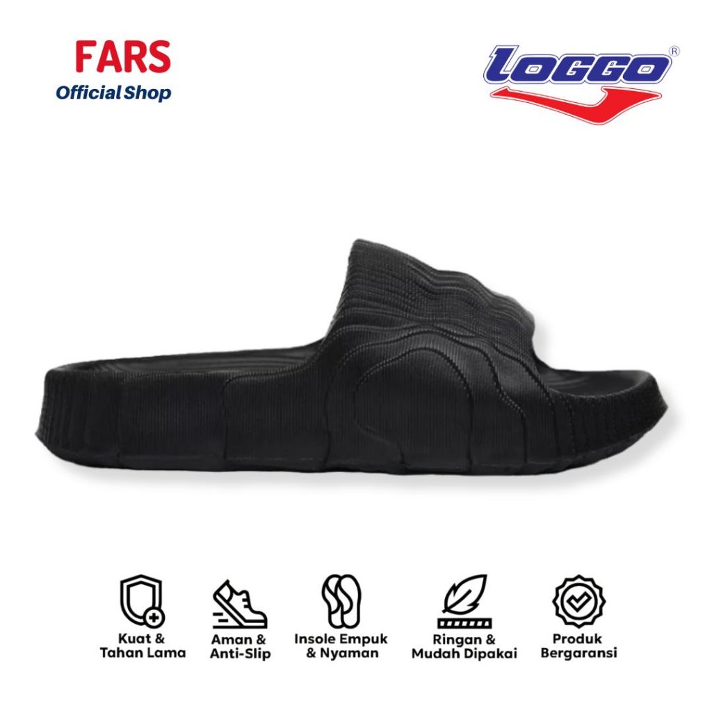 LOGGO Continental Sandal Slide Black Sendal Slop Karet Phylon Pria Original