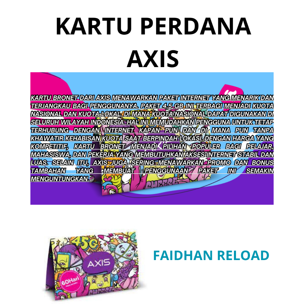 KARTU PERDANA AXIS KUOTA NASIONAL 4,5GB BRONET