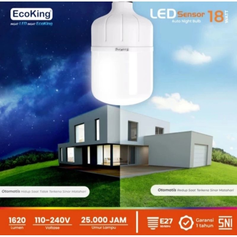 Lampu Ecoking LED Sensor 18 Watt | Lampu LED Sensor Cahaya Ecoking 18w - Lampu Sensor Cahaya