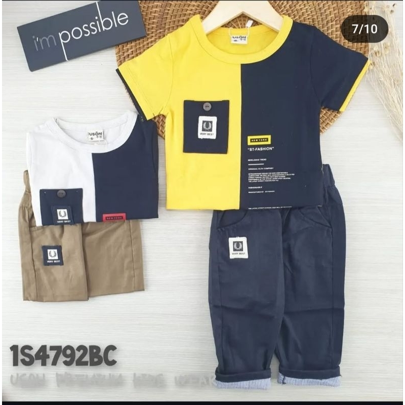 Setelan kaos celana panjang katun anak uson 4792