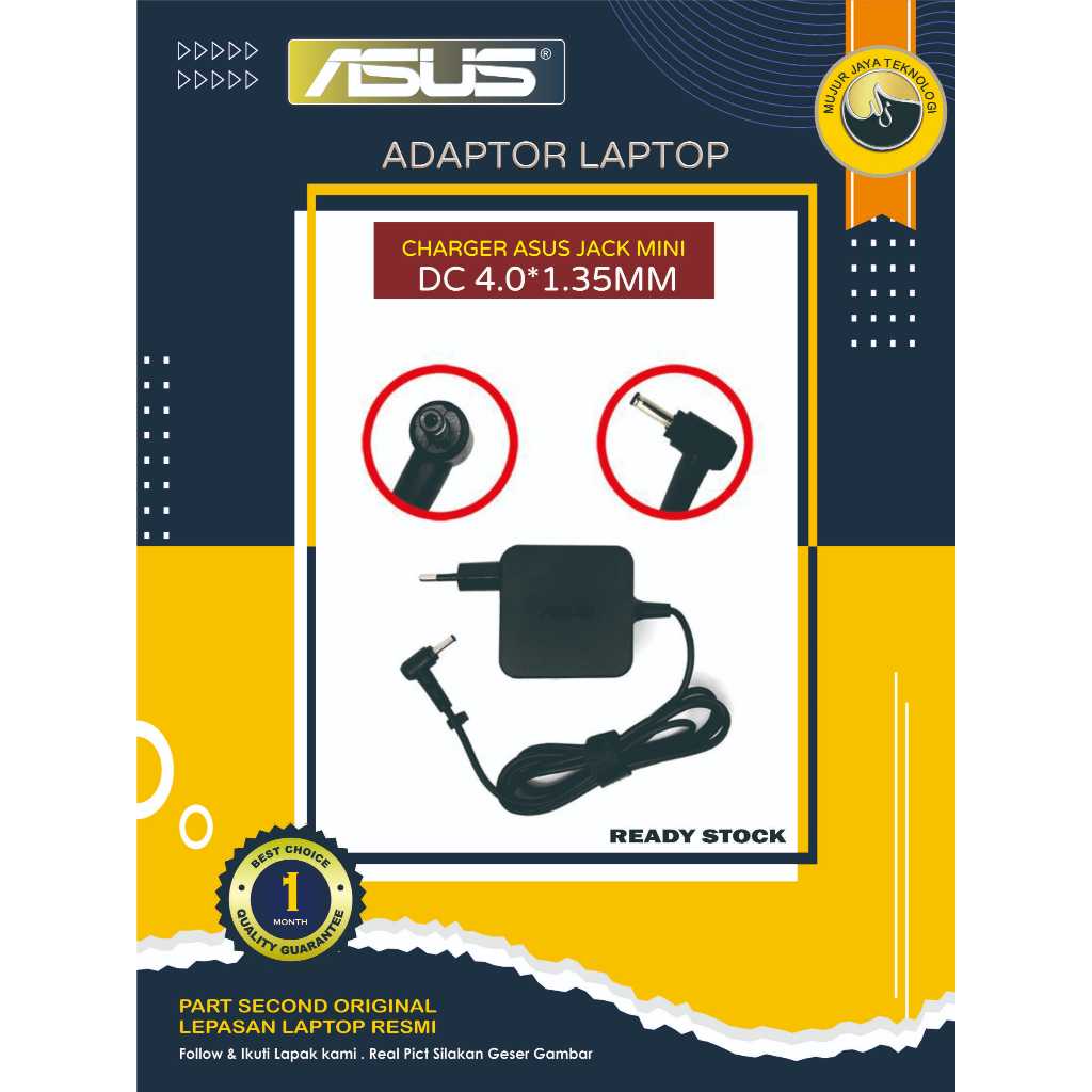 Adaptor Charger Asus X441 X453 A407 S200 X200 X201 X201 E203 Laptop  Original Second  19 V 1,75 A