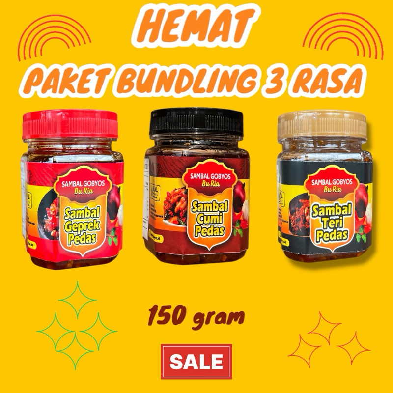 

SAMBAL GOBYOS — PAKET BUNDLING HEMAT 3 rasa sambal cumi,sambal geprek, Sambal Teri