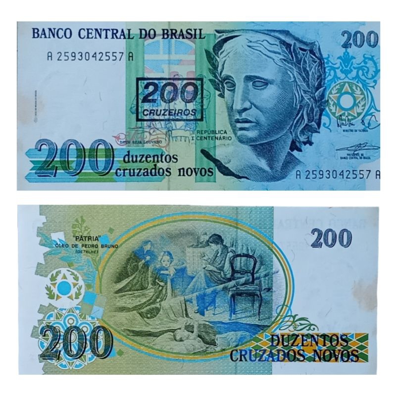Uang Kuno Brazil 200 Cruzeiros tahun 1989