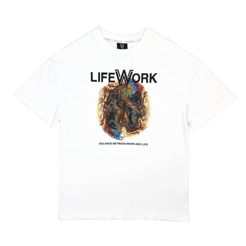 Tshirt Baju Lifework Planet Logo Short Sleeved White