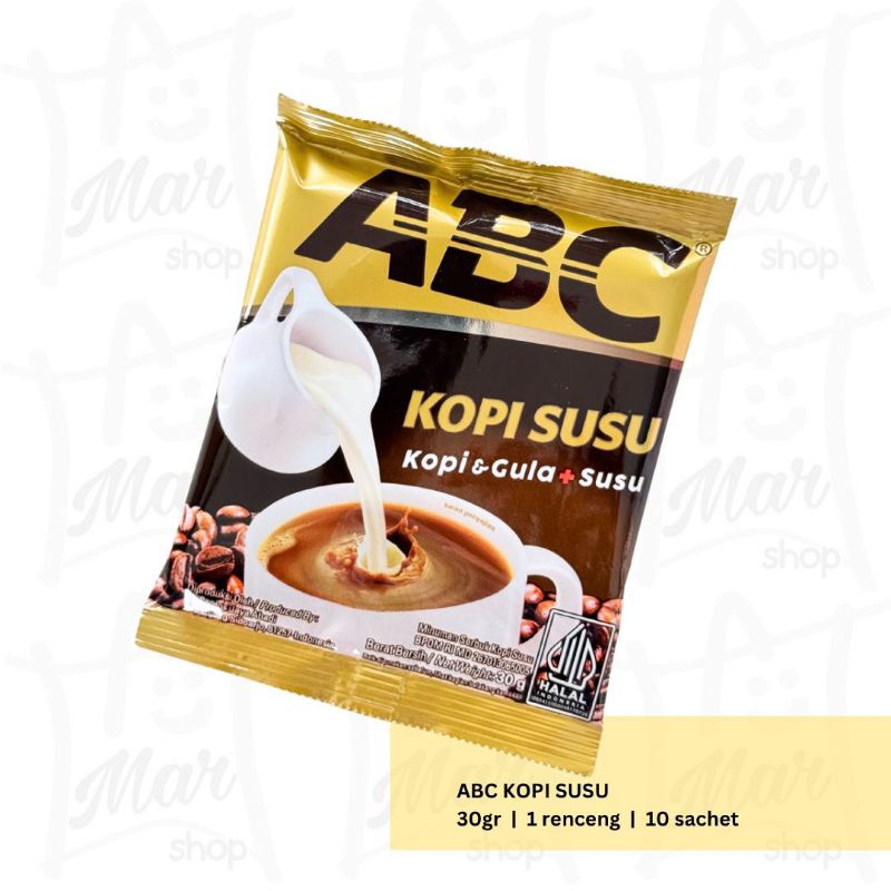 

ABC Kopi Susu 30 Gram 10 Sachet Kopi Susu ABC 1 Renteng Marshopjkt