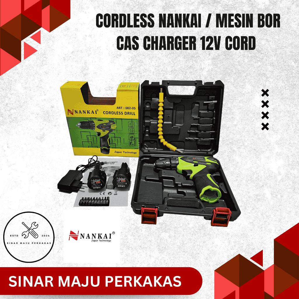 Cordless Nankai / Mesin Bor Cas Charger 12v Cord