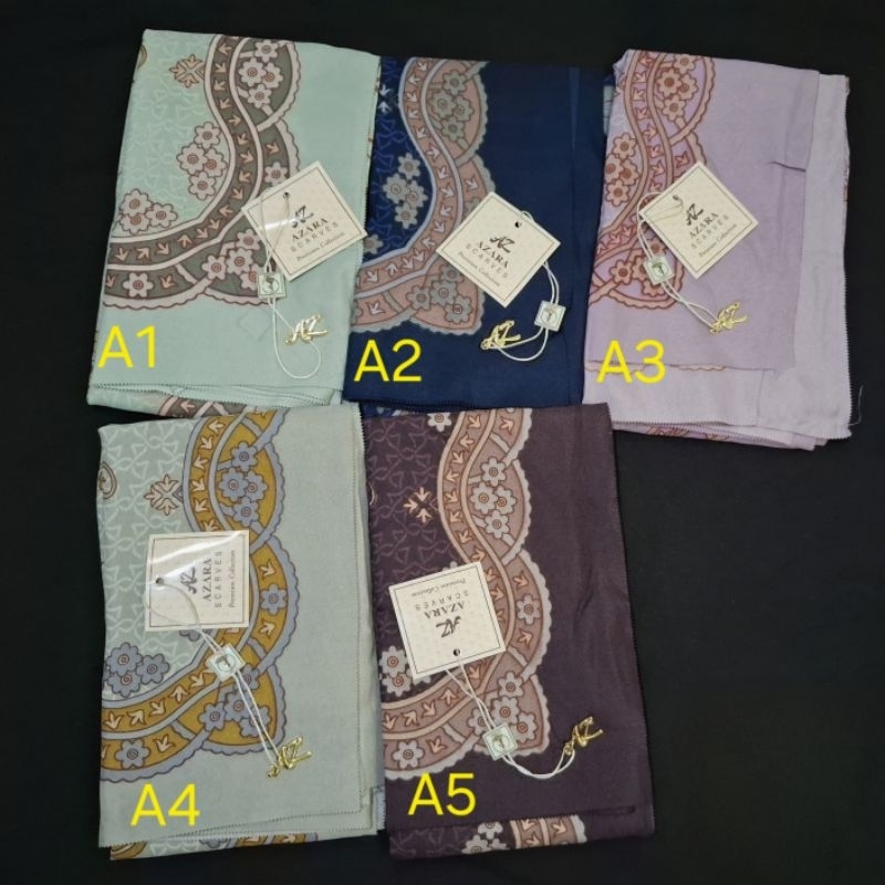 AZARA hijab segi empat motif printing lasercut