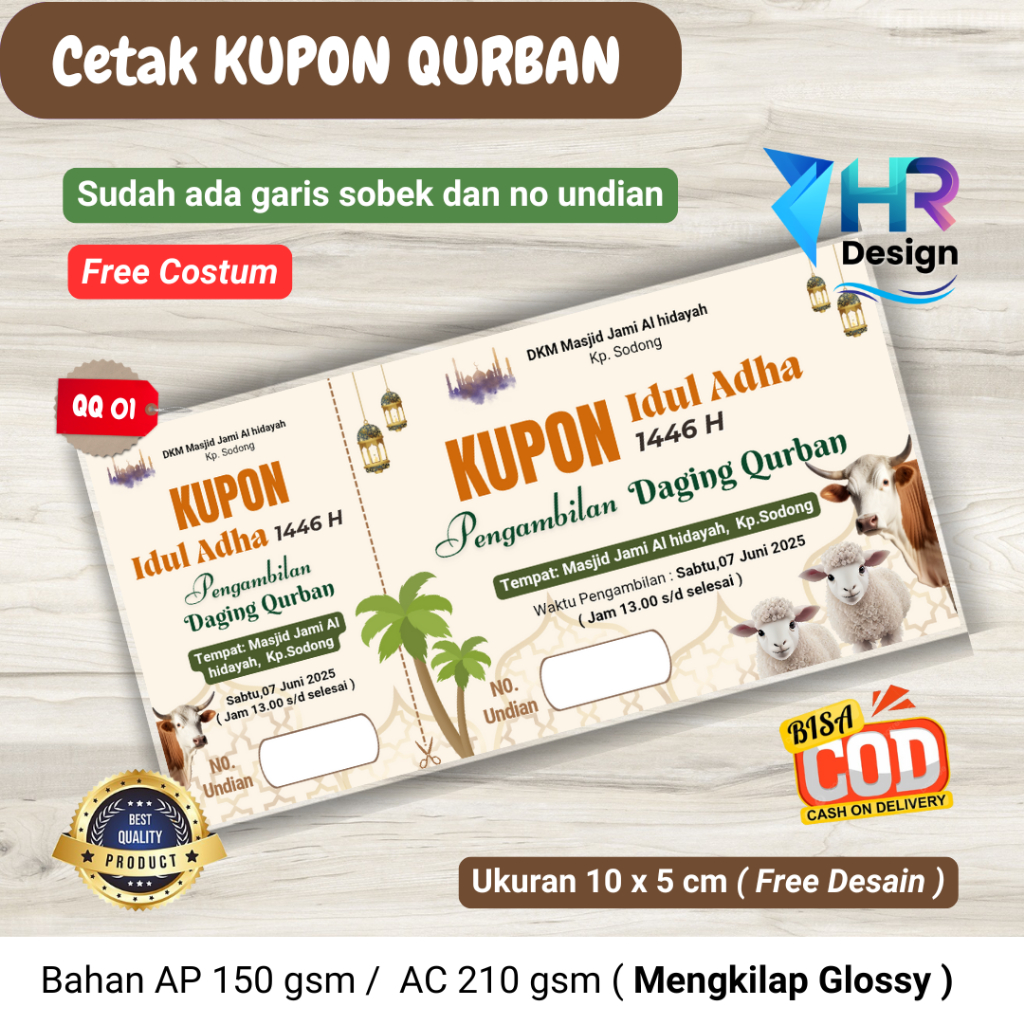 

Promo Kupon Pengambilan Daging Qurban/ Kartu pengambilan daging qur'ban idul adha
