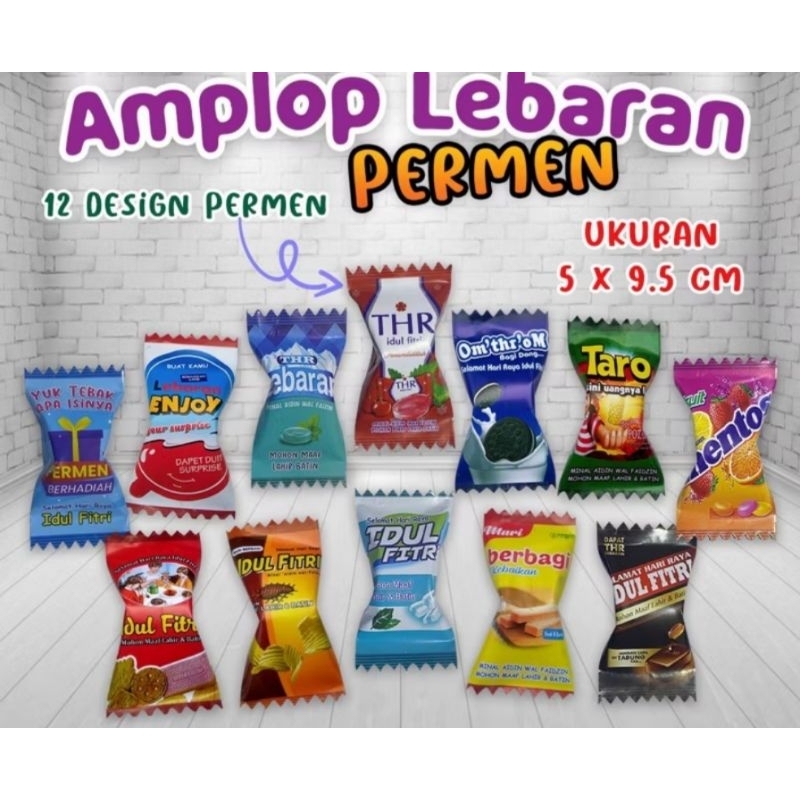 

Amplop permen lebaran 2025 MOTIF SNACK isi 12 PCS design berbeda