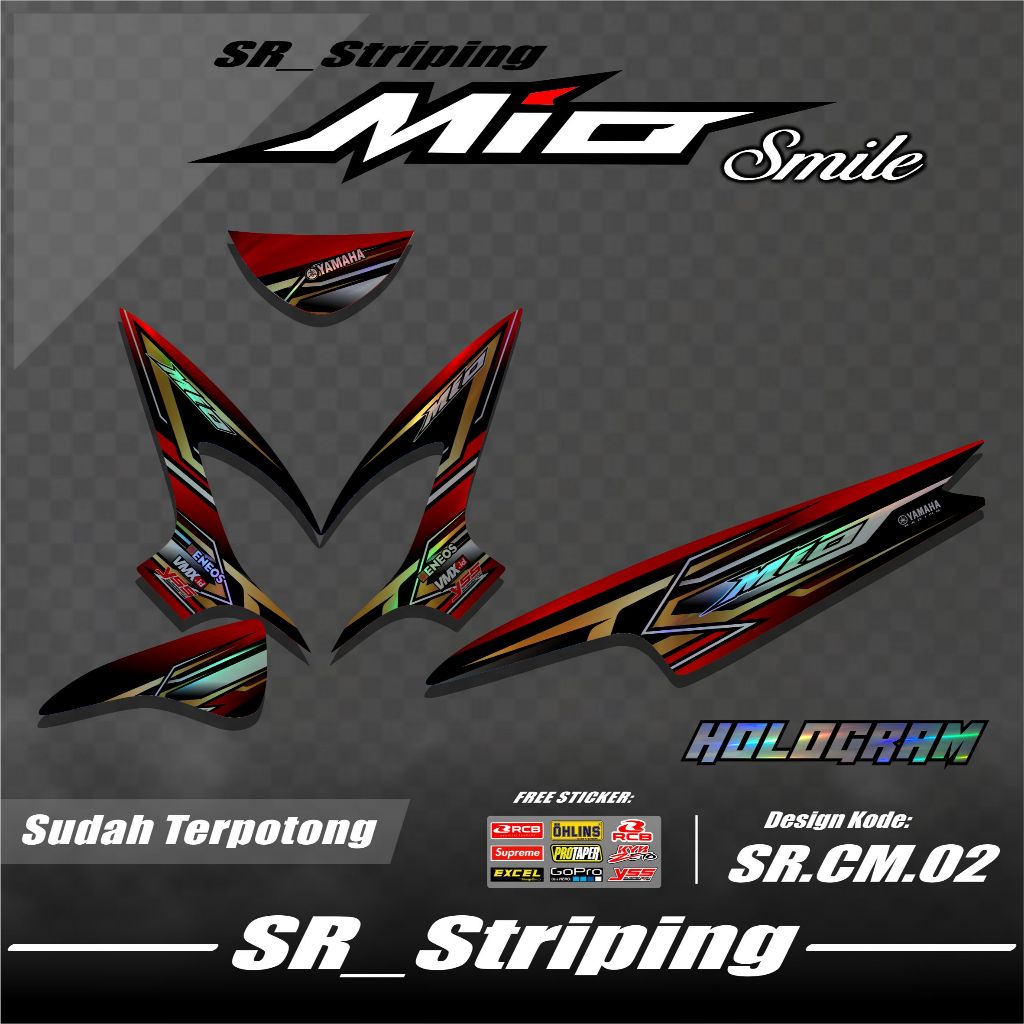 ( Hologram ) Striping Mio Smile / Stiker Smile / Variasi Smile / Decal Mio Smile / Setriping Mio Smi