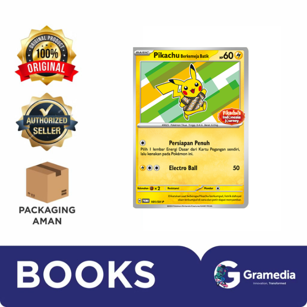Gramedia Bandung - pikachu berkemjea batik hijau