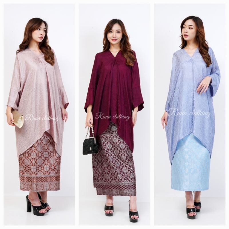 ONE SET KAFTAN  VISCOSE  ROK LILIT SONGKET terbaru termurah