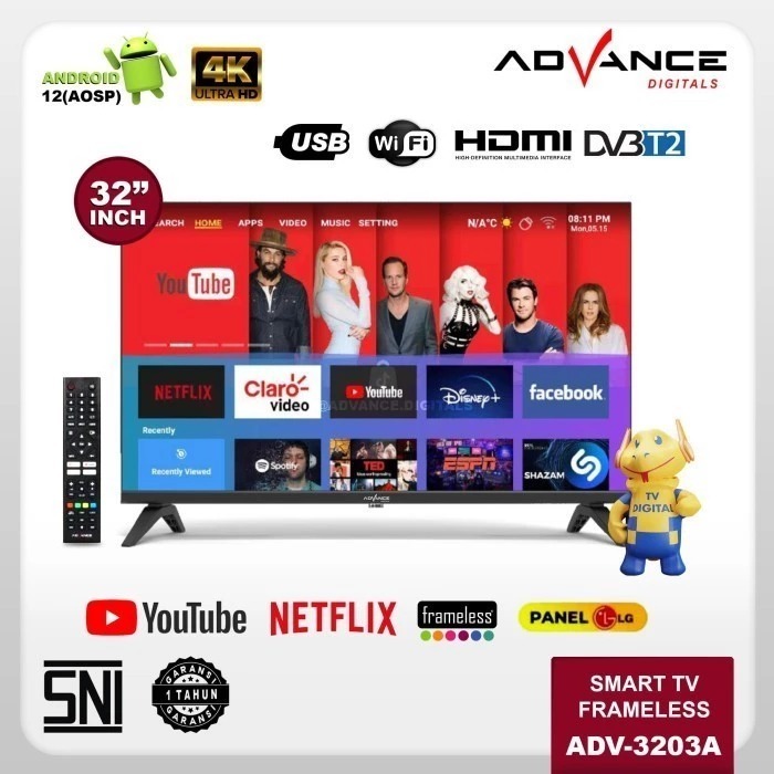 Smart Tv 32 Inch Advance ADV-3203A Panel LG Android