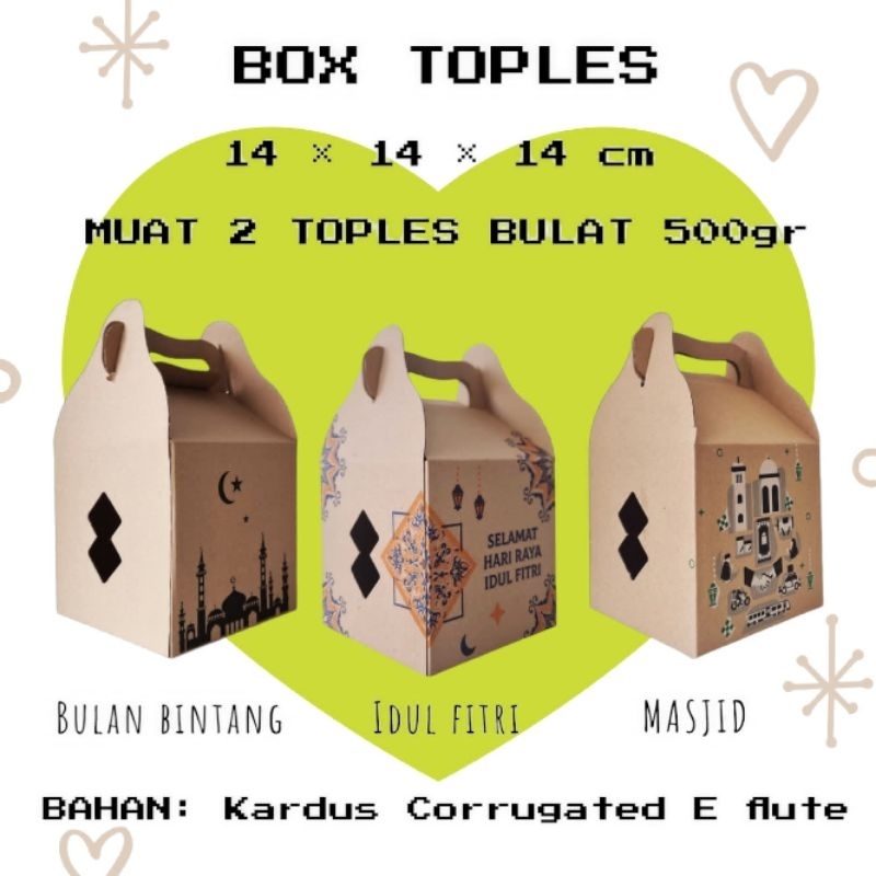 

(MIN ORDER 10 PCS) BOX TOPLES BULAT 500gr / GABLE BOX 14x14x14 / DUS HAMPERS PARCEL LEBARAN IDUL FITRI NATAL