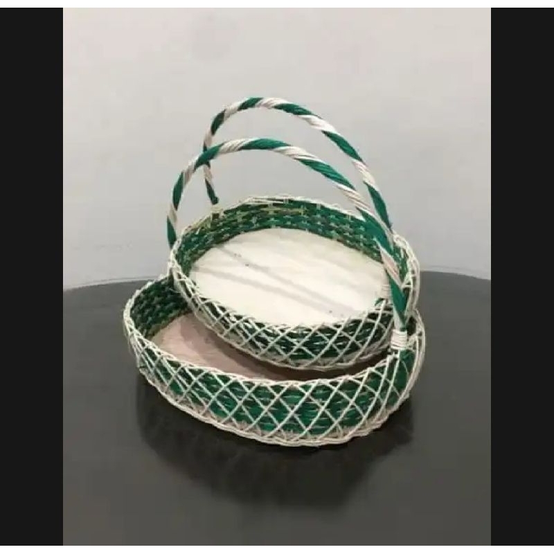 1 set isi 2pcs Keranjang Rotan Parcel Buah Model Nanasan
