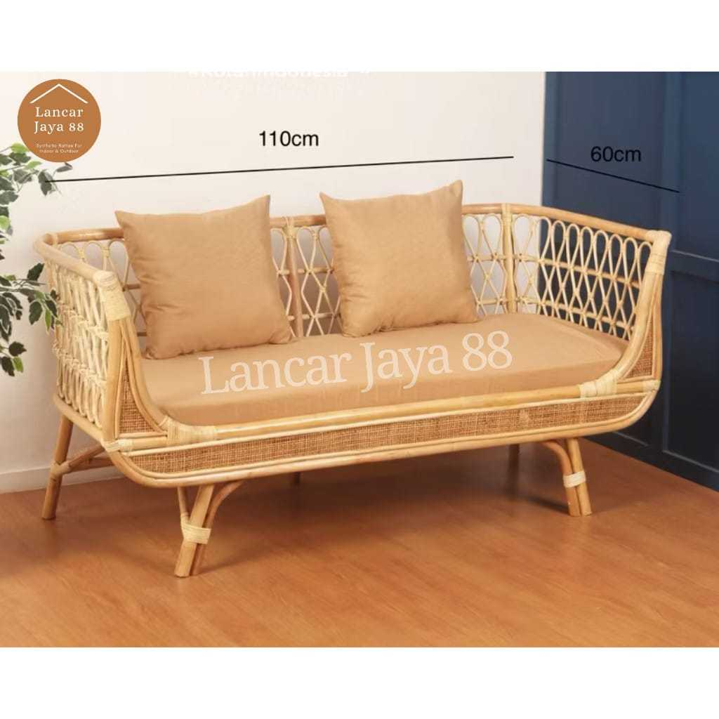 Sofa Bench Santai Rotan Asli