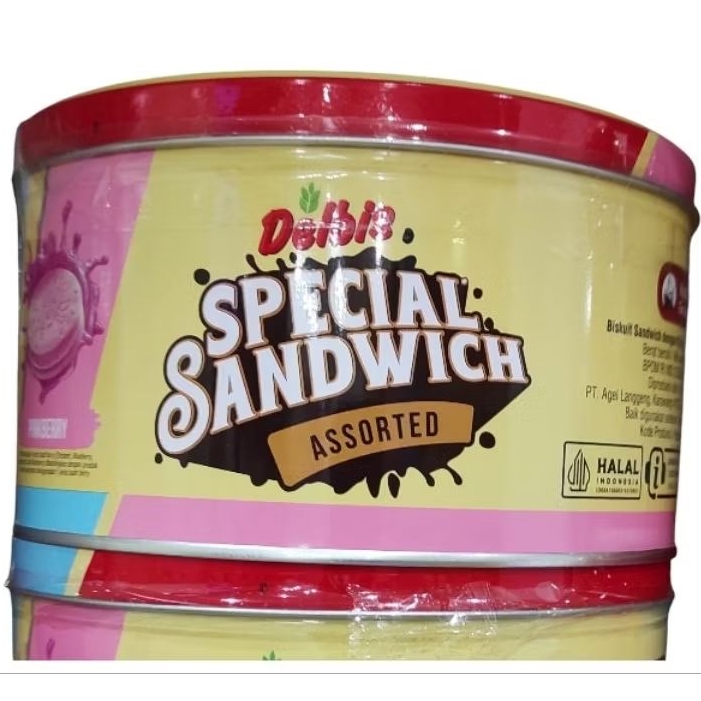 

Delbis special biscuit sandwich assorted biscuit kaleng 155gr if