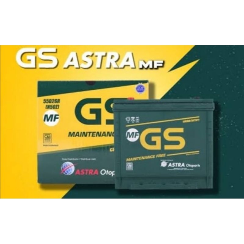 AKI MOBIL N50Z MERK GS ASTRA MF UNTUK MOBIL KIJANG, MITSUBISHI CANTER