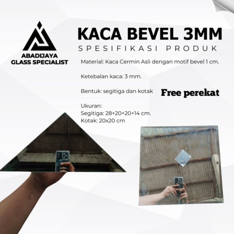 Kaca bevel Cermin bevel kaca bevel kaca Moulding kaca cermin, tebal 3mm ukuran 20x20