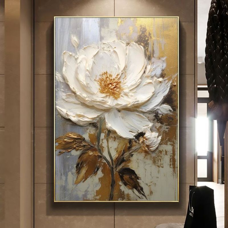 lukisan dinding abstrak bunga aesthetic modern lukisan kanvas
