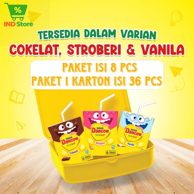

DANCOW Fortigro UHT Vanila / Cokelat / Stroberi 110ml isi 8 pcs & 1 karton isi 36 pcs