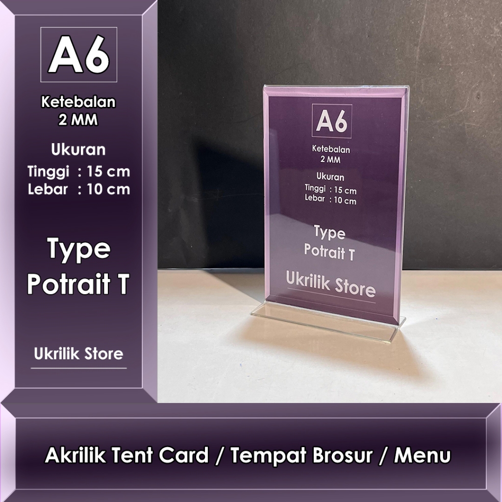 

Akrilik Tempat Brosur Menu Qris Ukuran A6 15cm x 10cm Potrait T