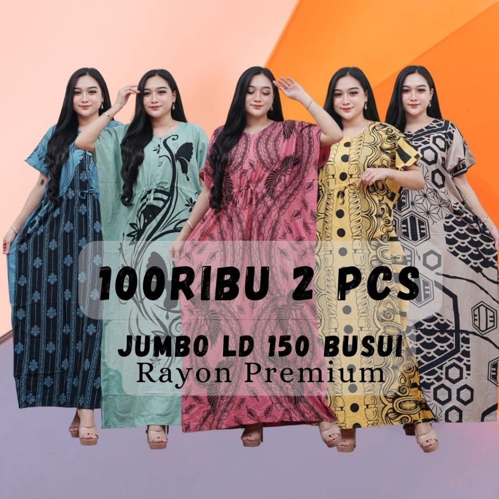 2 PCS 100 RIbu Daster Lowo Jumbo LD160 Panjang 135 | Drees panjang terbaru Kaftan tanpa lengan