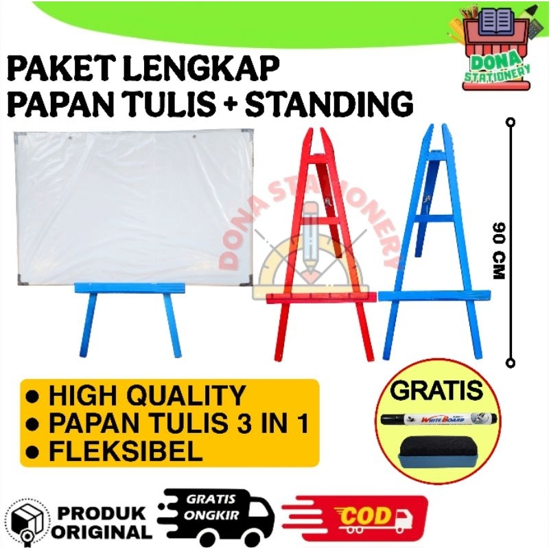1 SET WHITEBOARD STANDING 80 × 120 CM | WHITEBOARD STANDING | STANDING PAPAN TULIS