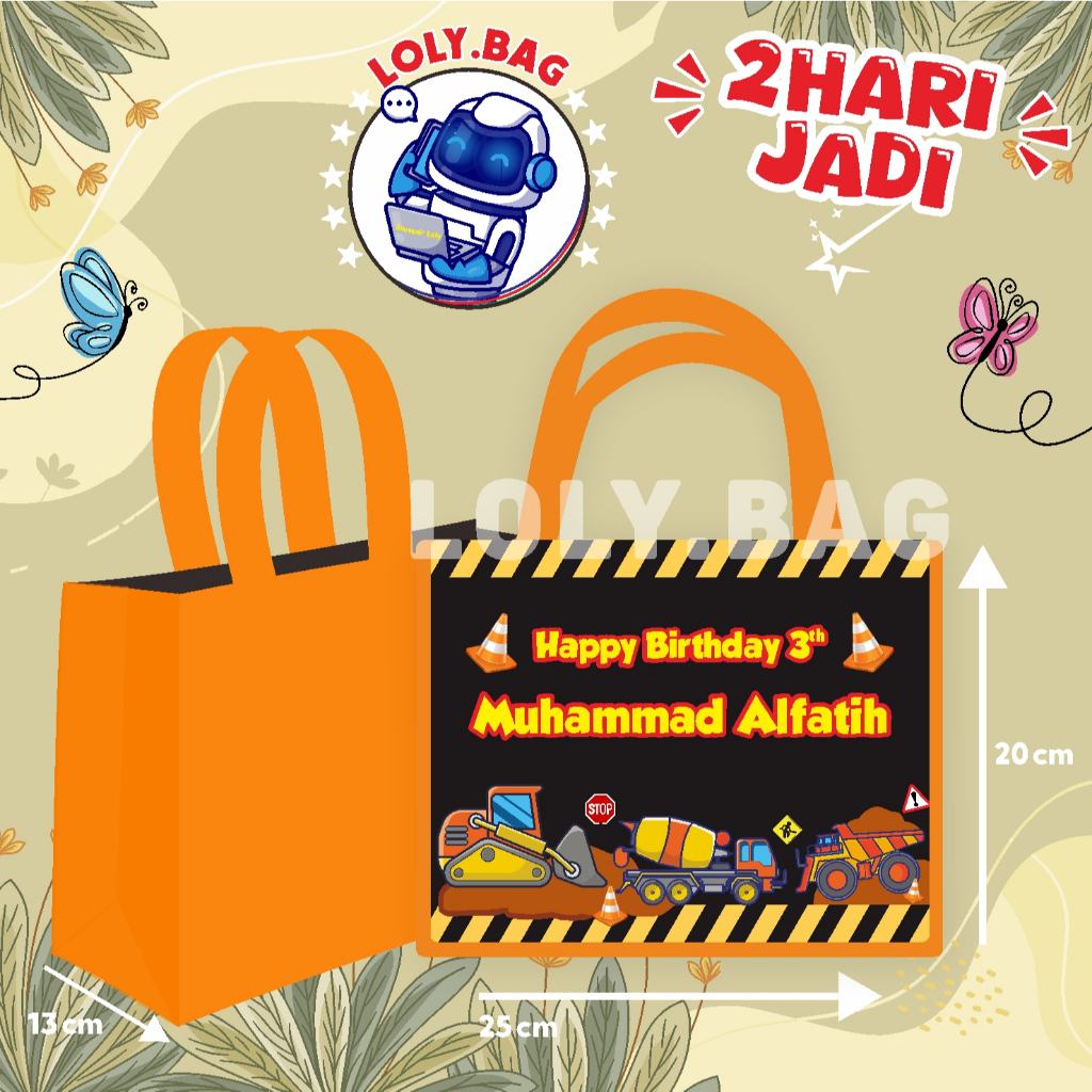 Tas Ultah / Tas Ulang Tahun Murah/Goodie bag murah/souvenir ultah/Tas tema Excavator