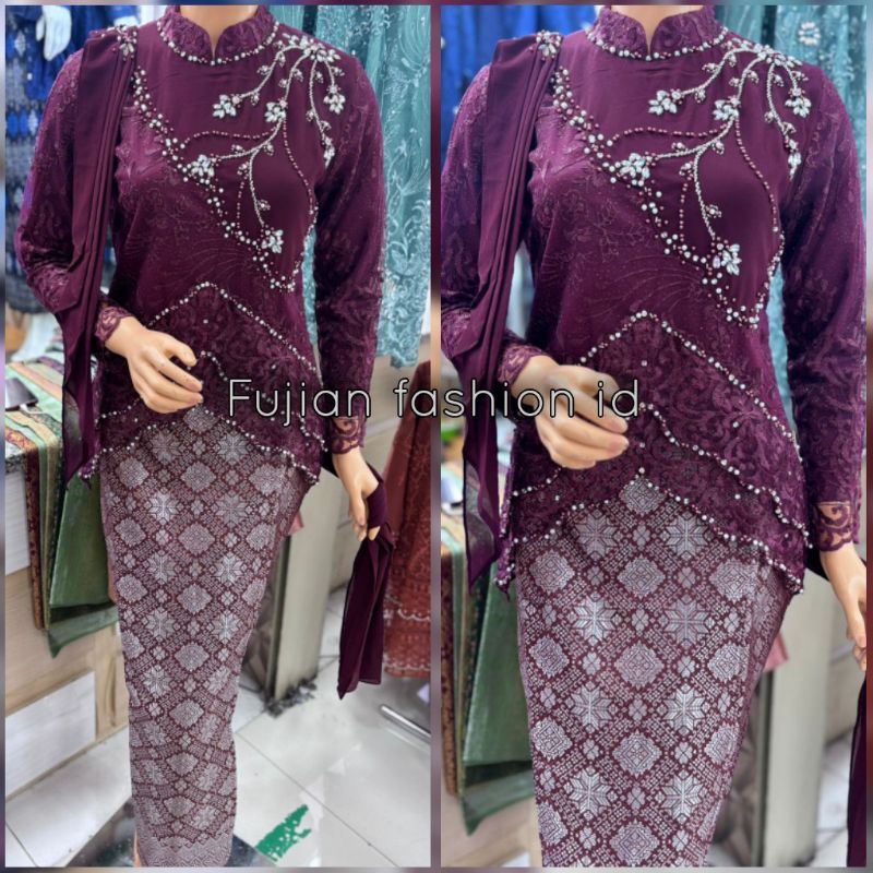 Kebaya brokat asma Payet / kebaya brokat Payet / kebaya modern / setelan kebaya songket