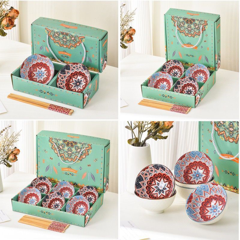 Hampers Mangkok Set Premium Peralatan Makan Porselen / Hampers Mangkok Set Keramik Souvenir Mangkok 