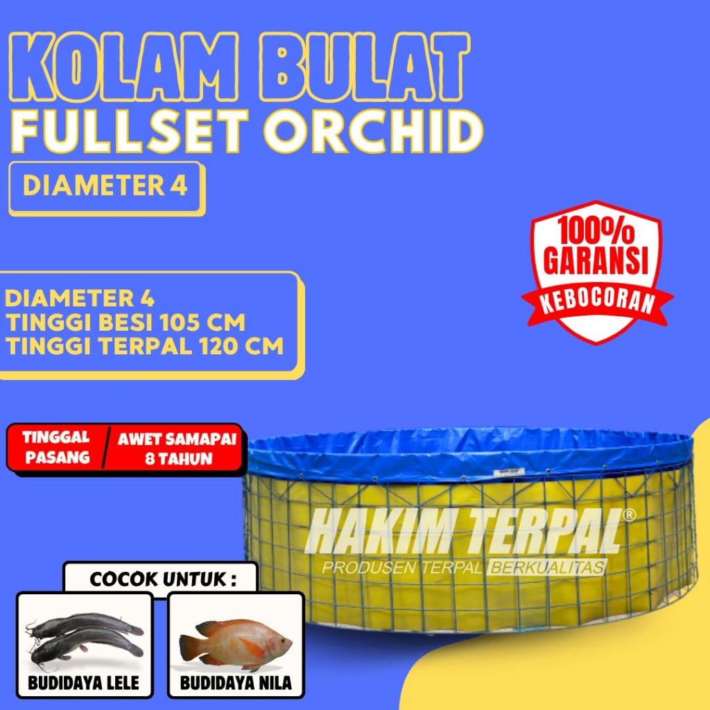 kolam bulat D4 diameter 4 bahan orchid semikaret fullset