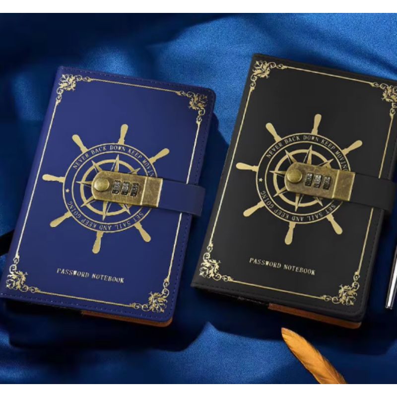 

TODDI Buku Jurnal Leather Vintage Pirate A5 200 Halaman Grid with Lock Agenda Journal Diary Notebook