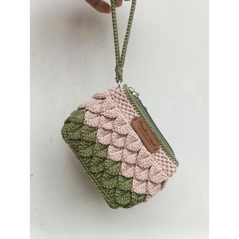 dompet koin rajut motif sisik #Dompet rajut mini #Dompet rajut cantik