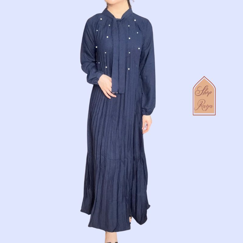 Dress plisket mutiara/ gamis plisket mutiara/Gamis liora