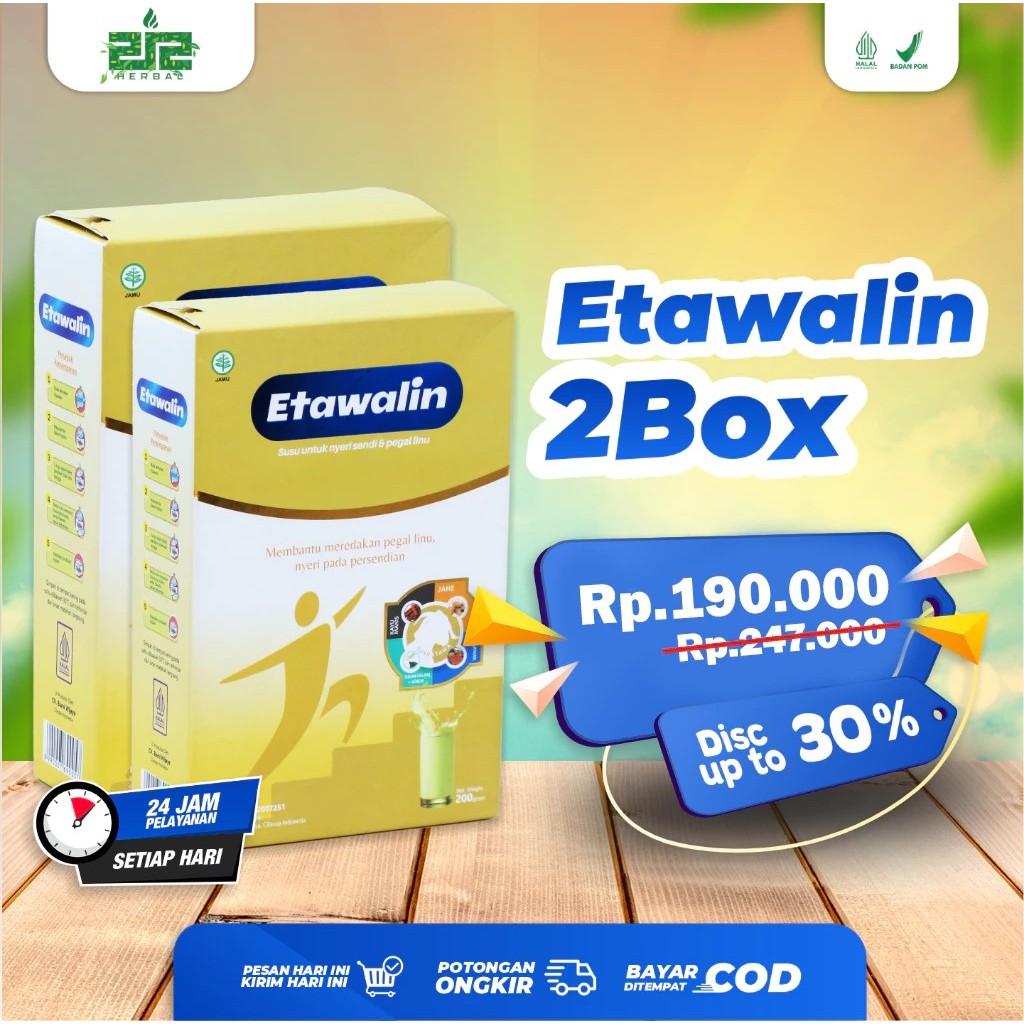 

PAKET HEMAT!!! 2 BOX Etawalin⭐⭐⭐⭐⭐ - Susu Kambing Atasi Nyeri Sendi Sakit Lutut Dan Asam Urat