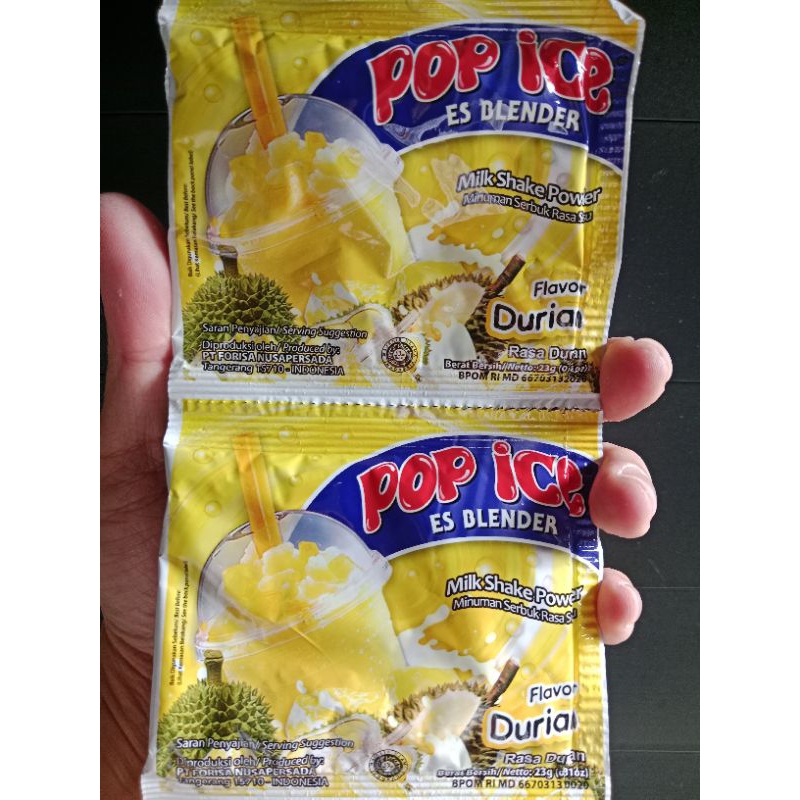 

Pop Ice Es Blender Rasa Durian Kemasan 1 Renceng isi 10 Sachet