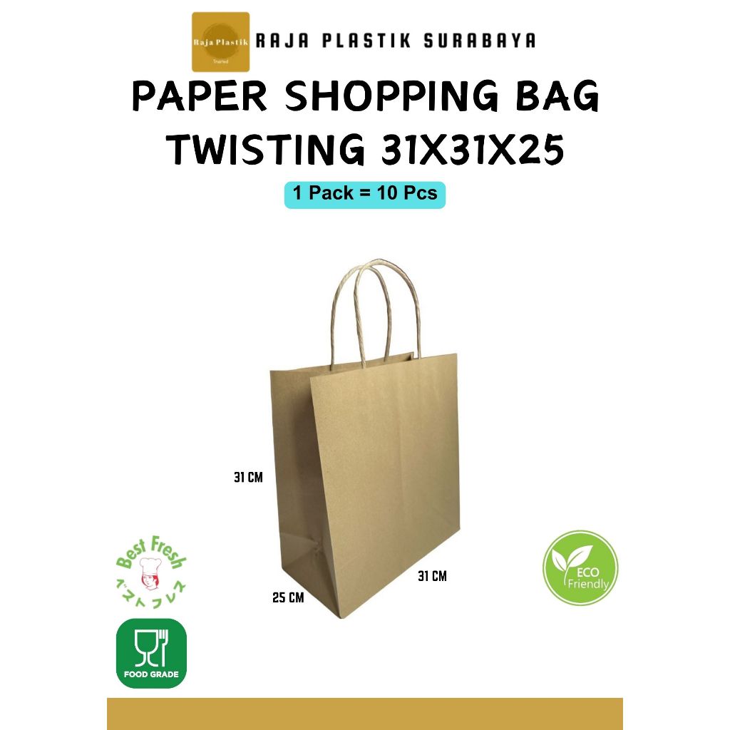 

Paper Bag Shopping SQUARE BT TWIST 31x31x25 | Tas Shopping Paper | paper Shopping Bag