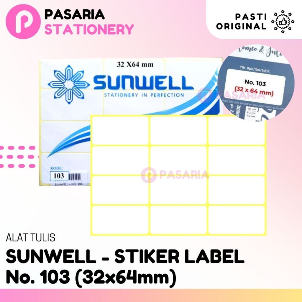 

Stiker Label Nama Undangan Sunwell Label Harga No.103 (3.2 x 6.4 cm) 32x64 mm