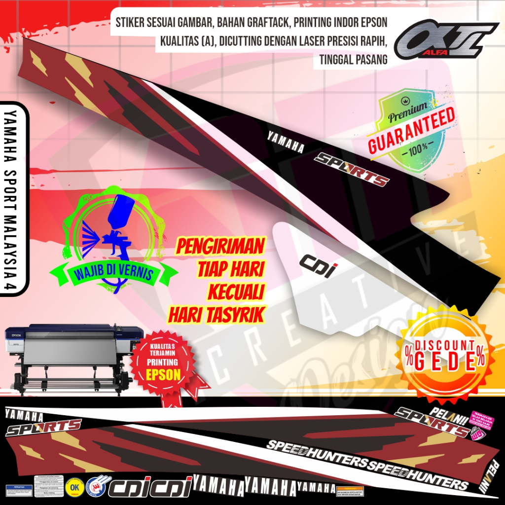 Striping stiker yamaha alfa sport yamaha cdi malaysia thailand Vietnam striping emblem strifing stic